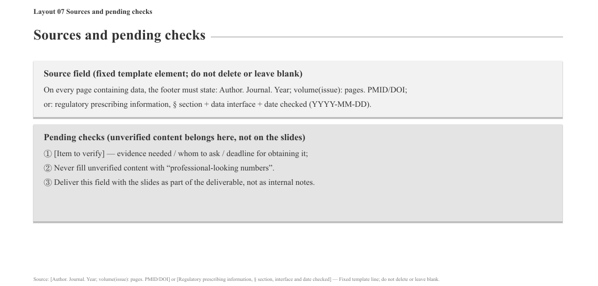 Sources and verification slide detail