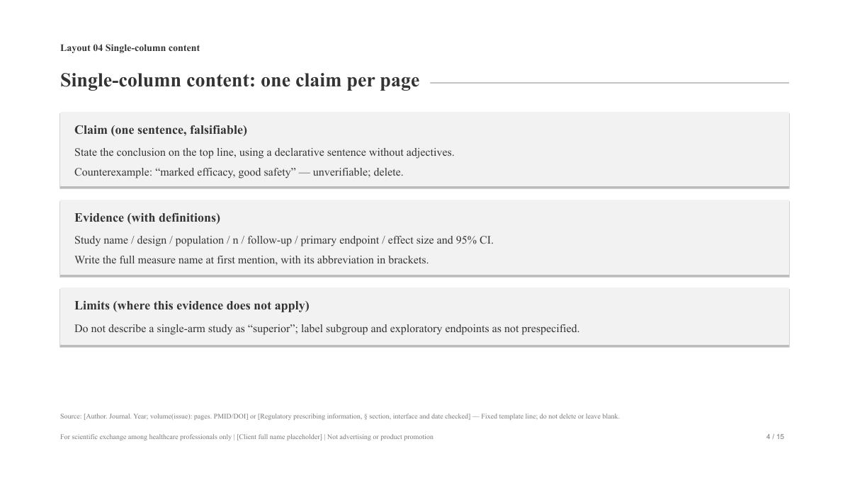 Single-column content slide