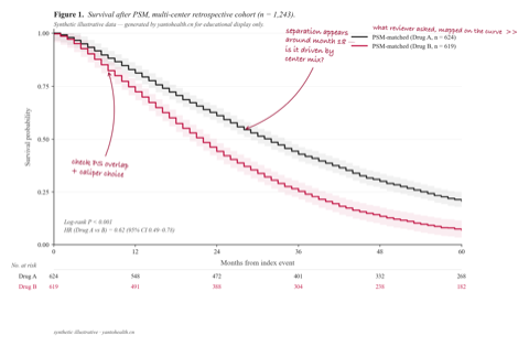 Illustrative Kaplan-Meier survival curves